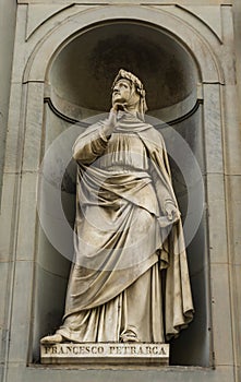 Poet Francesco Petrarca monument in Florence, Italy photo