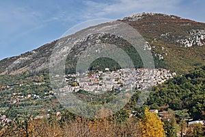 View of Poggio Bustone and mount Rosato, Rieti, Latium, Italy photo