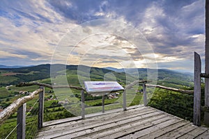 View point of Brouilly mountain, Geoscope, Beaujolais, France