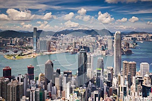 View point of Hongkong city and Kowloon city from the top of vic