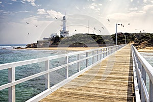 View of Point Lonsdale Lighthouse and jetty photo