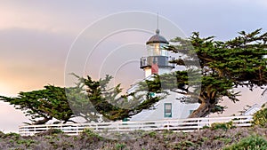 View of Point Pinos lighthouse on the Monterey coast. photo