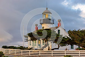 View of Point Pinos Lighthouse, Monterey, Pacific coast. photo