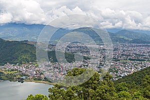 View of the Pokhara city and Phewa Lake, Nepal