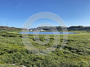 View of the polar village of Teriberka, Kola Peninsula of Russia.