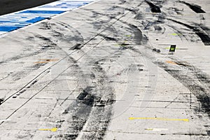 View from the pole position in a racetrack.