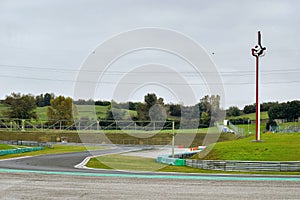 View from the pole position in a racetrack.