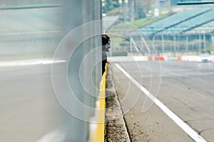 View from the pole position in a racetrack.