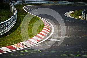 View from the pole position in a racetrack.