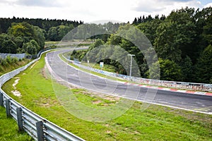 View from the pole position in a racetrack.