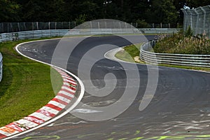 View from the pole position in a racetrack.