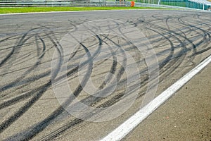 View from the pole position in a racetrack road