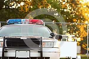 View of police car bumper