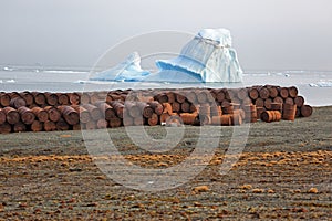 View of polluted coast of the Arctic Ocean