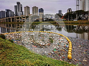 View of the polluted Pinheiros River photo