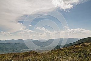 View from Polonina Wetlinska in the Bieszczady Mountains in Poland