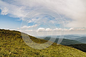 View from Polonina Wetlinska in the Bieszczady Mountains in Poland