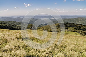 View from Polonina Wetlinska in the Bieszczady Mountains in Poland