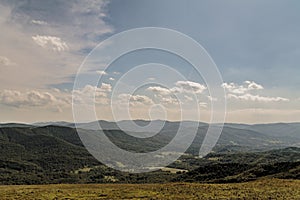 View from Polonina Wetlinska in the Bieszczady Mountains in Poland