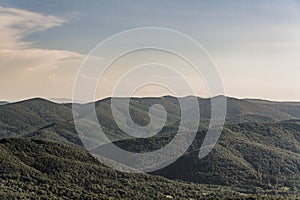 View from Polonina Wetlinska in the Bieszczady Mountains in Poland