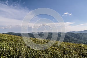 View from Polonina Wetlinska in the Bieszczady Mountains in Poland