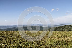 View from Polonina Wetlinska in the Bieszczady Mountains in Poland