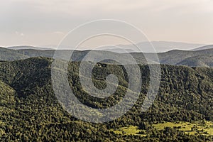 View from Polonina Wetlinska in the Bieszczady Mountains in Poland