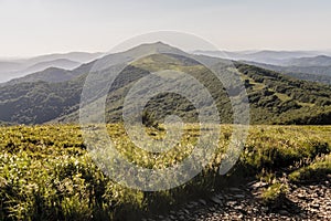 View from Polonina Wetlinska in the Bieszczady Mountains in Poland