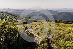 View from Polonina Wetlinska in the Bieszczady Mountains in Poland