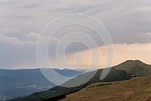 View from Polonina Wetlinska in the Bieszczady Mountains in Poland