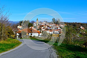 View of Pomjan village in Istria