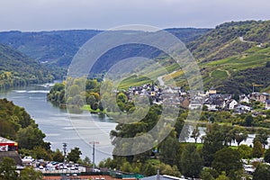 View of Pommern with the Moselle river in Germany photo