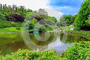 View of pond in Sofiyivka park in Uman, Ukraine