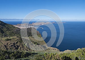 View of Ponta de Sao Lourenco and Island Ilheu da Cevada or Ilheu do Farol, the most easterly point on Madeira - seen photo