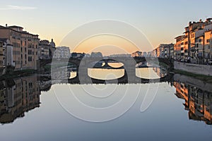 View of the Ponte Santa Trinita bridge-Florence, Italy