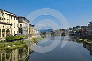 View from Ponte Vecchio bridge in Florence, Italy