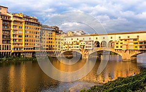 View or Ponte Vecchio in Florence Italy