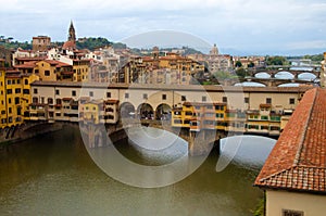 View of the Ponte Vecchio (the golden bridge), Flo