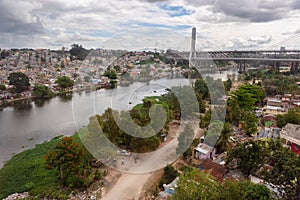 View of the poor neighborhoods of Santo Domingo from teleferico cable car, slum and poverty of the capital of Dominican Republic photo