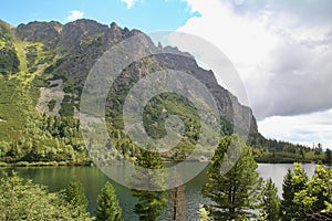 View of Popradske Pleso- Mountain lake of glacial origin in the High Tatras, Slovakia