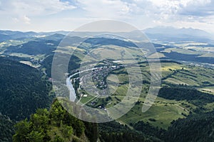 View from the popular peak in Pieniny Three Crowns, Tri Koruny, Trzy Korony.