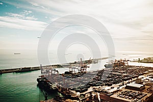 View of the port in Barcelona