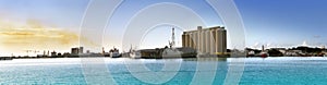 View of port in the capital of Mauritius Port Louis, panorama