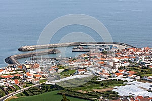 View of the port city with several berths from the top - portugal photo