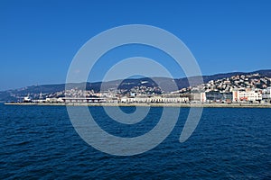 View of the port city of Trieste and Molo Audace pier photo