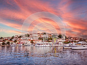 View of the port city of Vrsar in Croatia