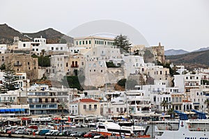 View of the port of the Cyclades island of Naxos, Greece