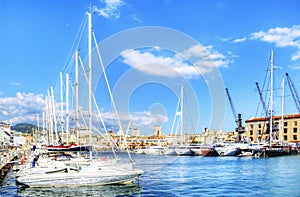 View of the port of Genoa.