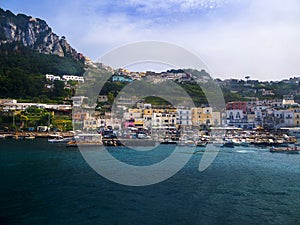 This is a view of the port on the island of Capri in Italy