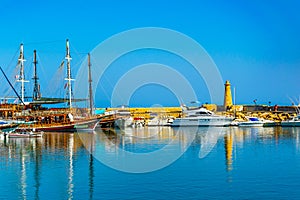 View of a port in Kyrenia/Girne during a sunny summer day, Cyprus